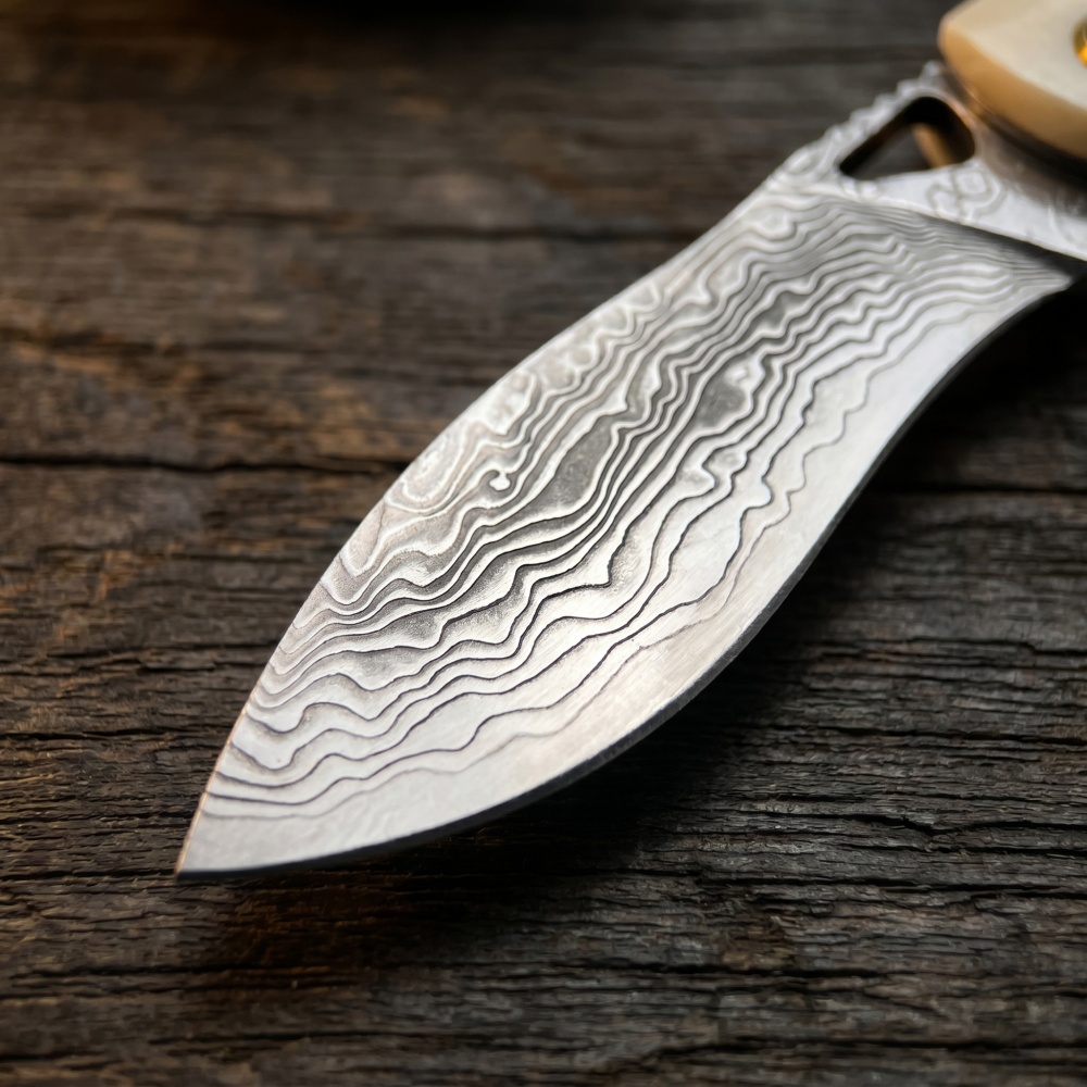 Vintage Damascu Steel Small Fo - đánh giá và giá Vintage Collectible Pocket Knives